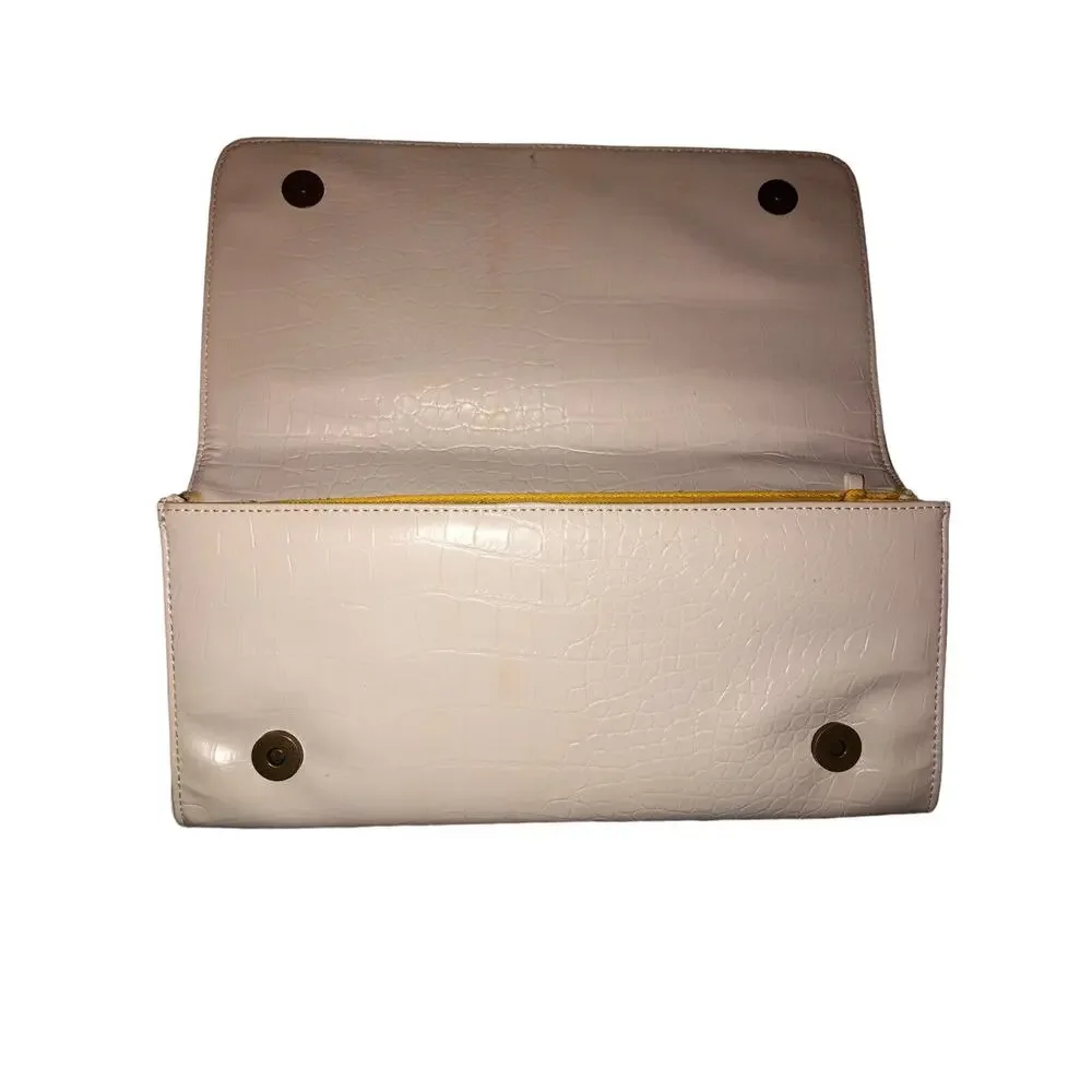 Ebisu Women Clutch‎ White With Yellow And Silver. Handheld